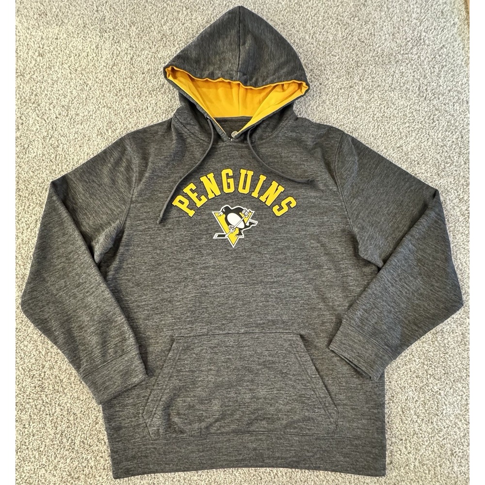Fanatics Pittsburgh Penguins Hoodie Mens Large Gray Pullover Sweatshirt NHL